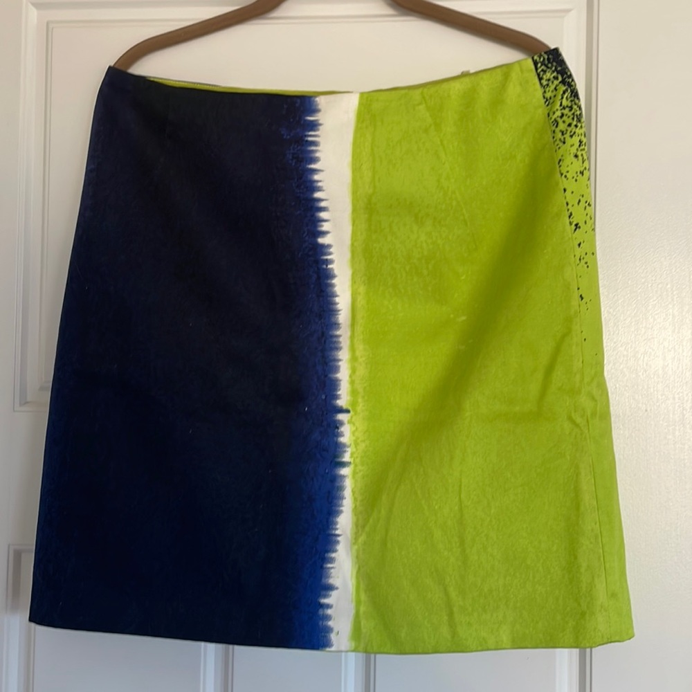 Tahari Skirt - Evening Blue/Electric Lime